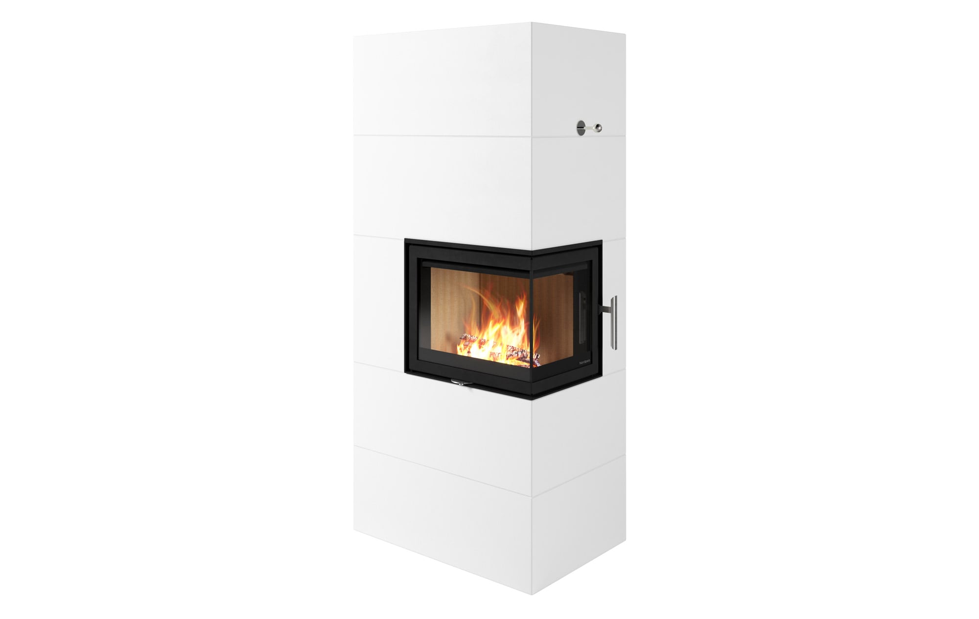 Varmelagrende hjørnepeis i moderne design