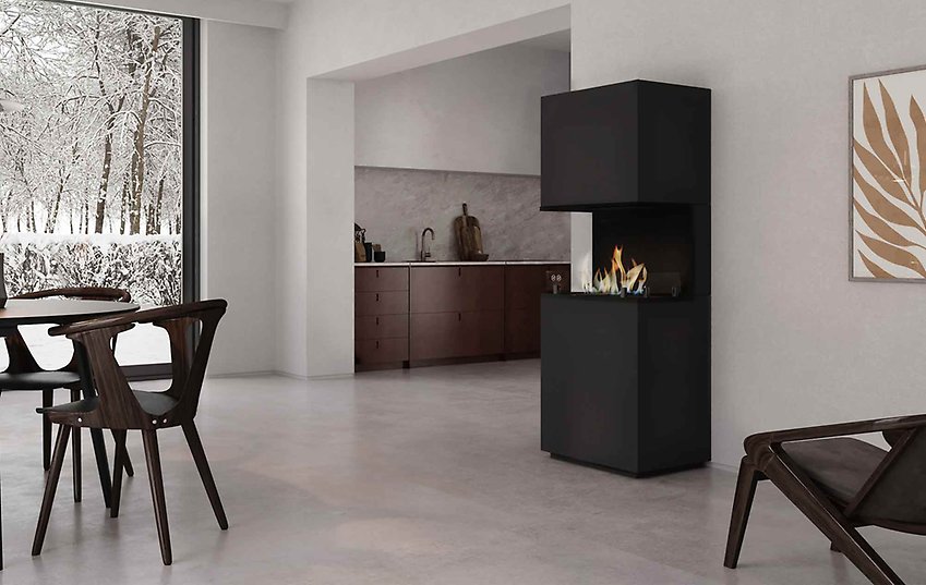An image of a Bio fireplace called Bio Cannes, in a livingroom