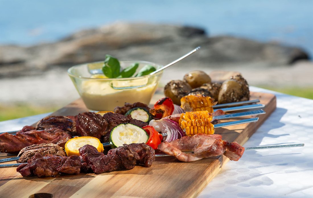 grillmat på utepeis om sommeren